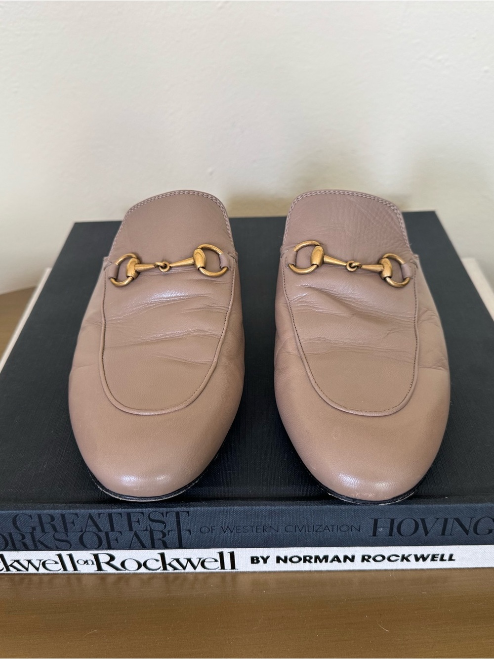 Gucci Princeton Leather Mules Taupe Beige Tan Horsebit Slides Shoes - 39 - Picture 3 of 8